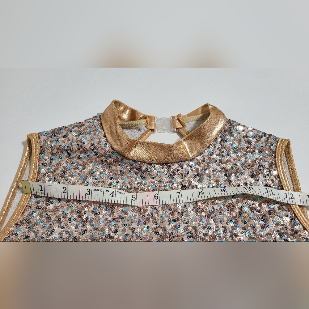Sequin golden trim dance costume crop top - Picture 9 of 10